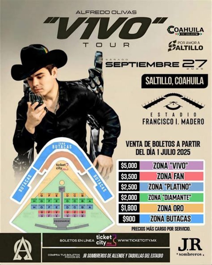 Alfredo Olivas en Saltillo cu&aacute;ndo, d&oacute;nde y costo de boletos