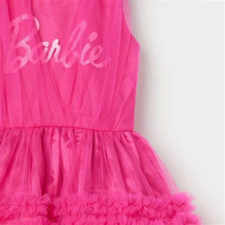 Barbie style ruffled tulle dress for girl, hot pink off shoulders party