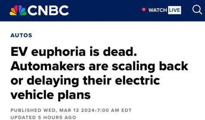 CNBC ‘EV euphoria is dead’ Automakers ‘scaling back or delaying