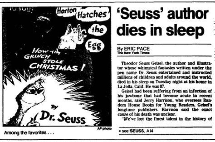 Death of Dr. Seuss in 1991...