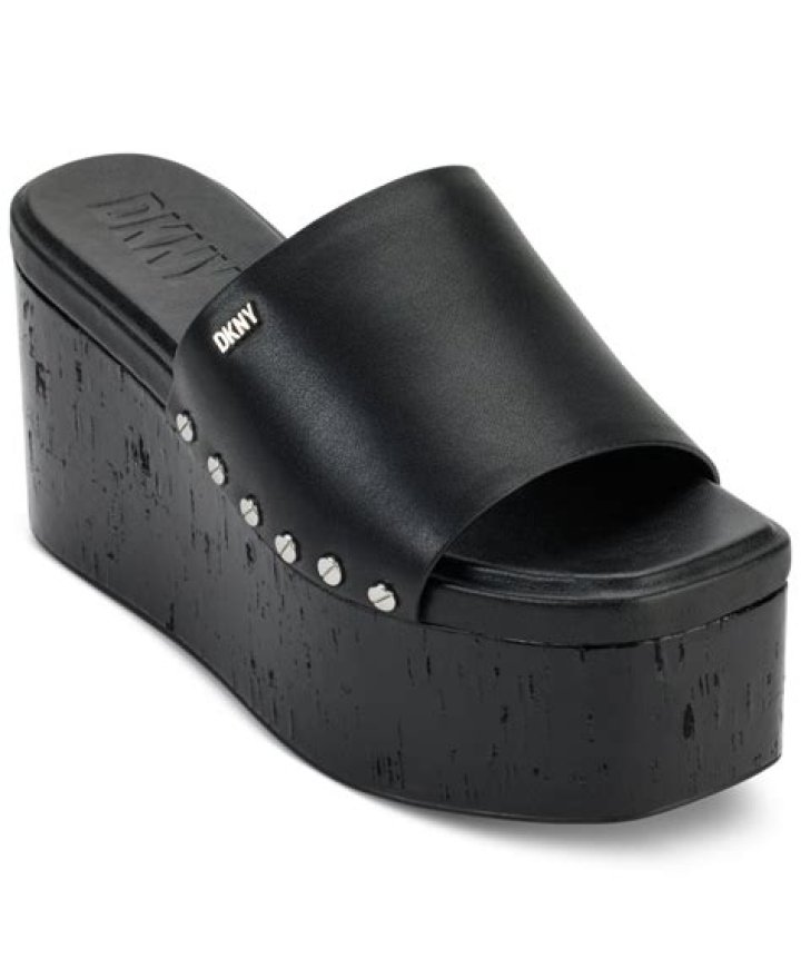 DKNY Alvy Studded Platform Wedge Slide Sandals in Black Lyst