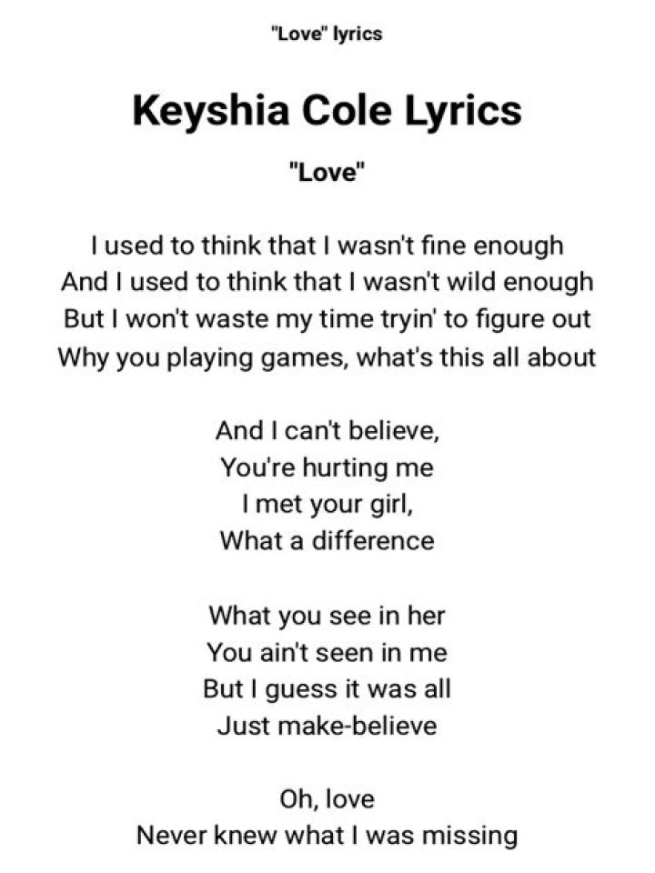 Love Song Lyrics forLoveKeyshia Cole