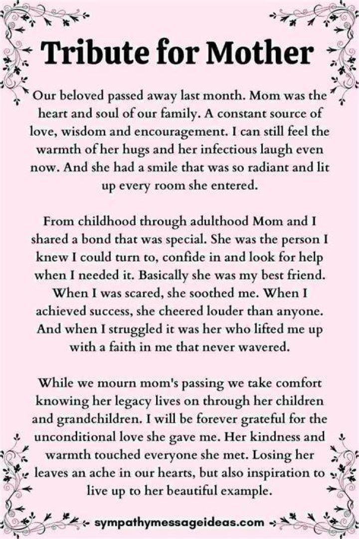 Memorial Tribute To A Mother Who Passed Away, 10 Touching Tributes You