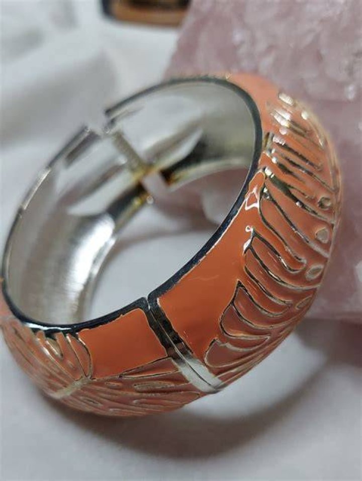 Vibrant Orange Enamel Bangle Bracelet of Alison Oliver as